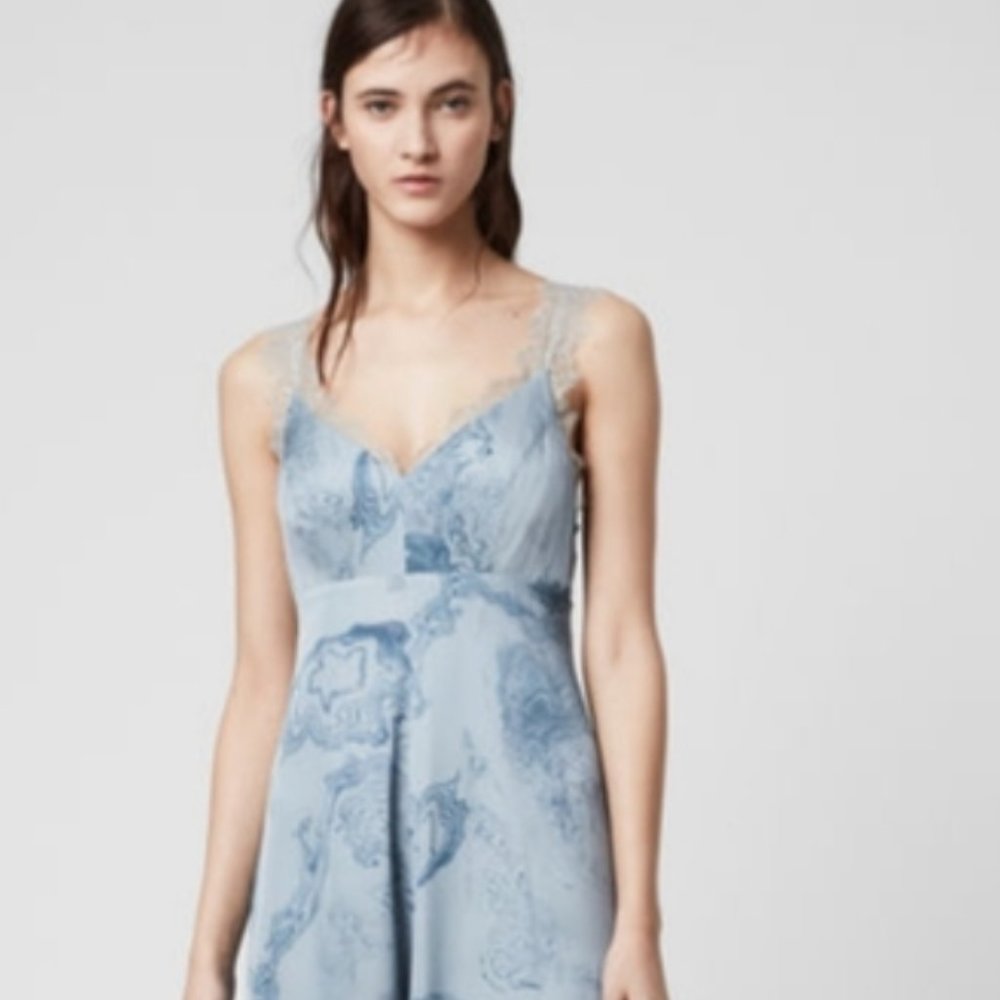 All Saints Skylar powder blue dress size 4